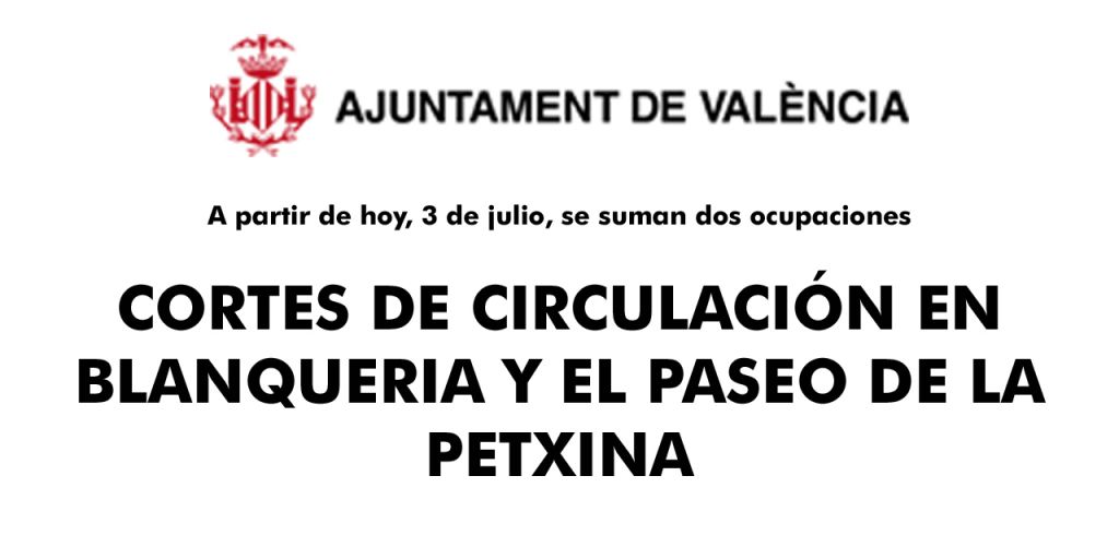  CORTES DE CIRCULACIÓN EN BLANQUERIA Y EL PASEO DE LA PETXINA 