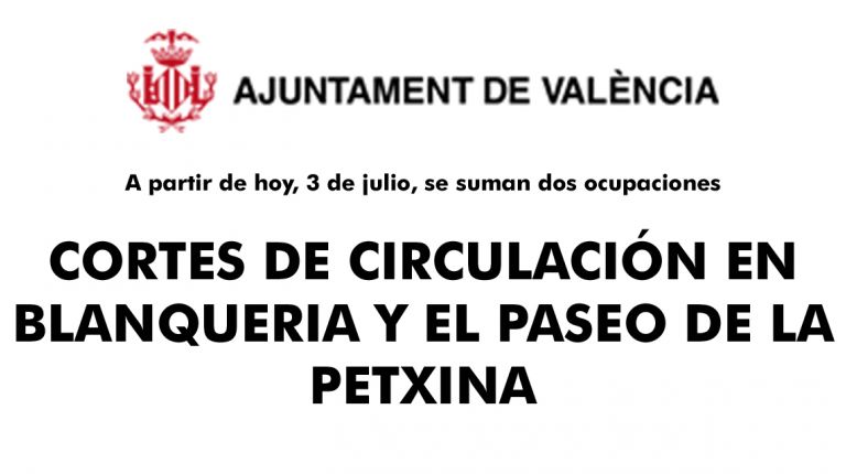 CORTES DE CIRCULACIÓN EN BLANQUERIA Y EL PASEO DE LA PETXINA 