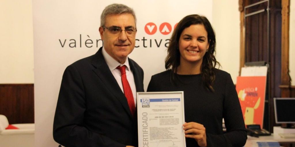  VALÈNCIA ACTIVA RECIBE EL CERTIFICADO DE CALIDAD ISO 9001 POR LA GESTIÓN DE SUS CENTROS   