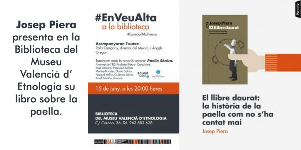  Josep Piera presenta en la Biblioteca del Museu Valencià d’Etnologia su libro sobre la paella.