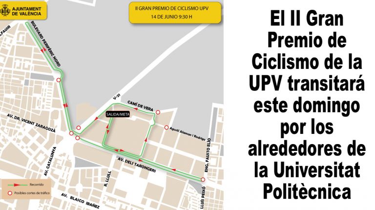 El II Gran Premio de Ciclismo de la UPV transitará este domingo por los alrededores de la Universitat Politècnica 