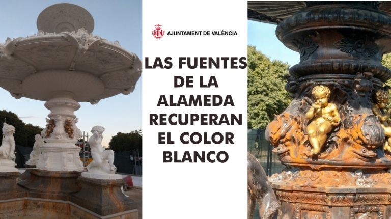 LAS FUENTES DE LA ALAMEDA RECUPERAN EL COLOR BLANCO 