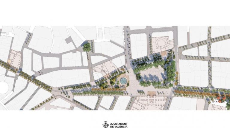La reurbanización de la plaza de L’Ajuntament incorpora una elipse que identificará la catedral de la pólvora  
