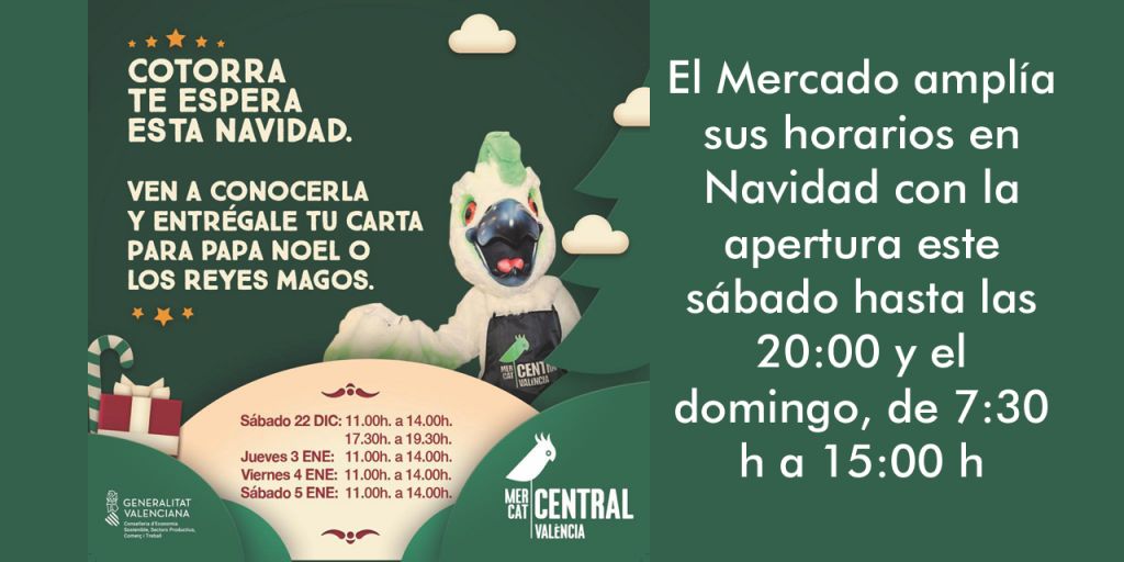  ‘Cotorra’, la mascota del Mercado Central, recogerá mañana las cartas para Papá Noel