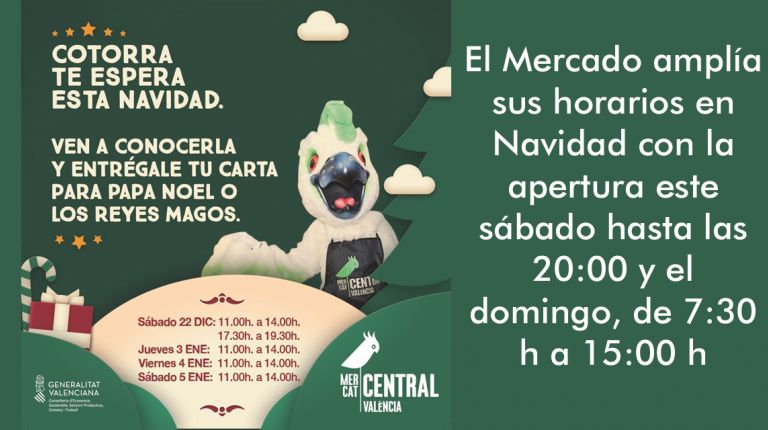 ‘Cotorra’, la mascota del Mercado Central, recogerá mañana las cartas para Papá Noel