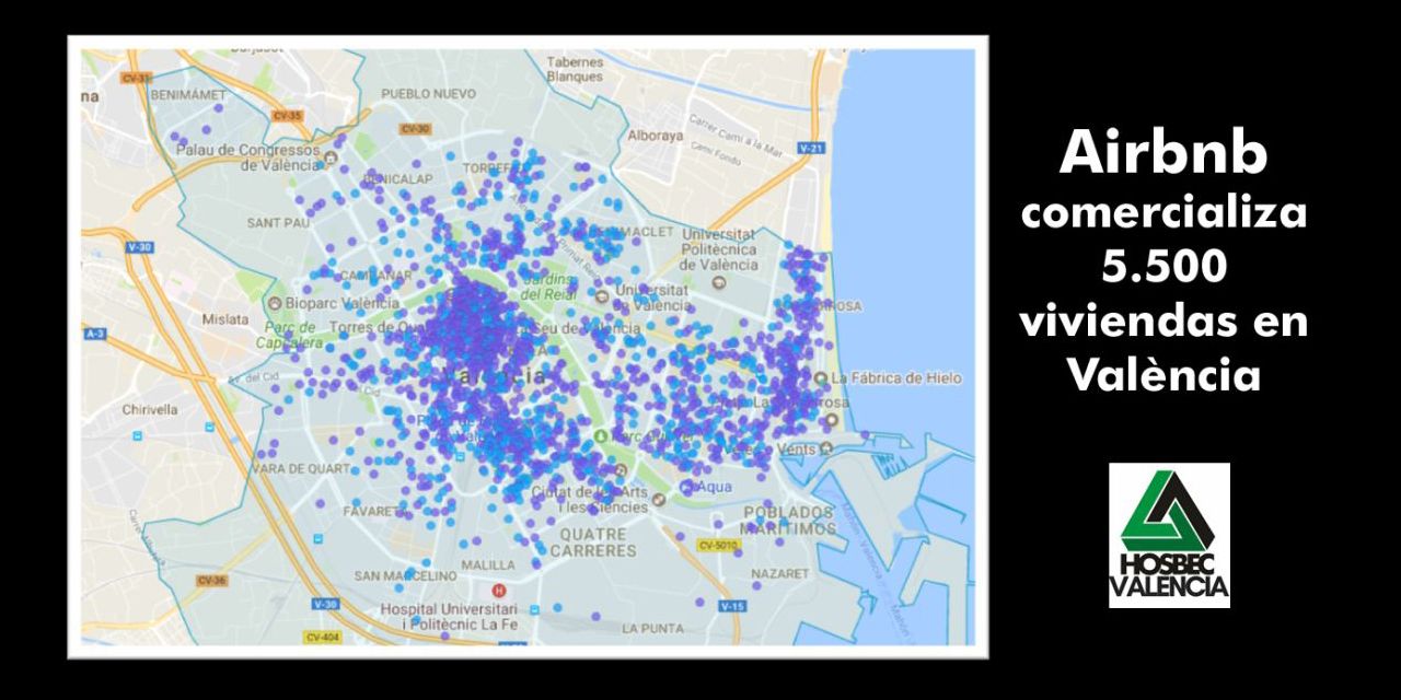  Airbnb comercializa 5.500 viviendas en València y su capacidad de alojamiento supera ampliamente a la oferta hotelera de la ciudad