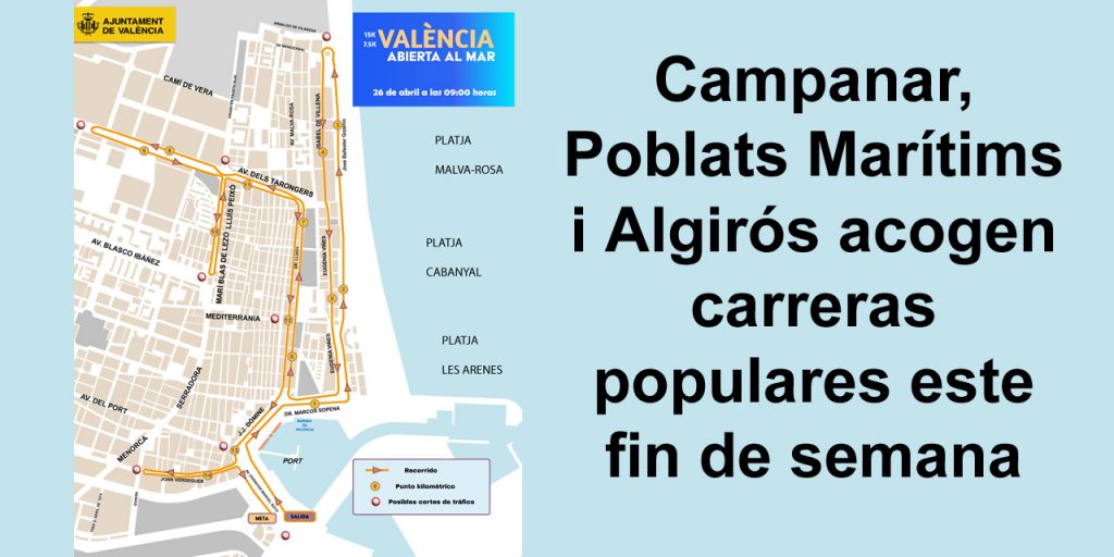  Campanar, Poblats Marítims i Algirós acogen carreras populares este fin de semana