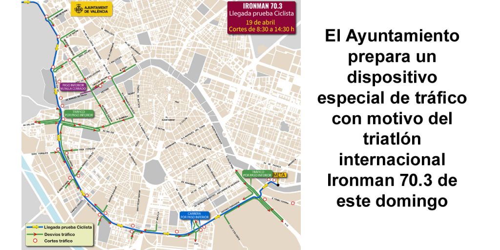  El Ayuntamiento prepara un dispositivo especial de tráfico con motivo del triatlón internacional Ironman 70.3 de este domingo