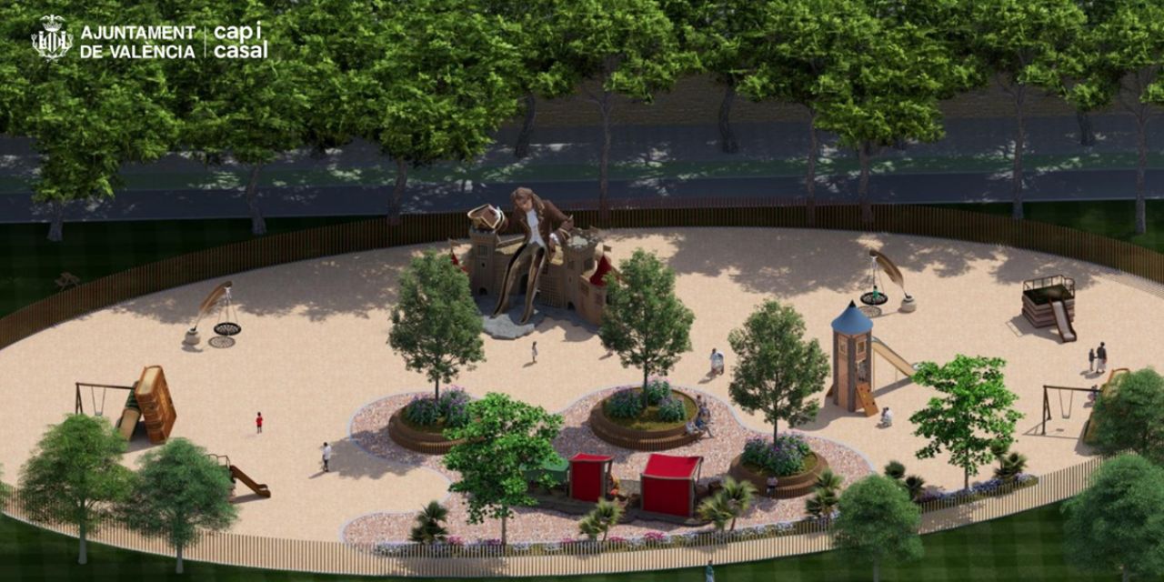  Una escultura de Gulliver sentado, de 8,3 metros de altura, presidirá el nuevo parque infantil en la zona norte del Jardín del Túria