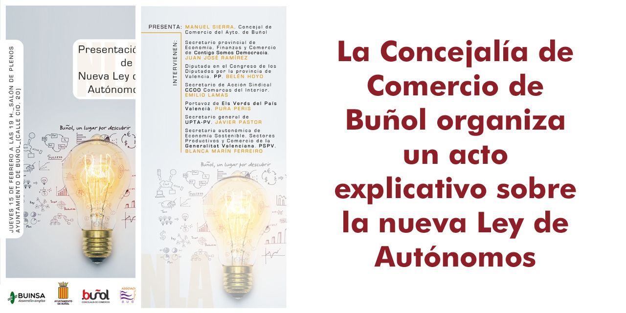  La Concejalía de Comercio de Buñol organiza un acto explicativo sobre la nueva Ley de Autónomos 