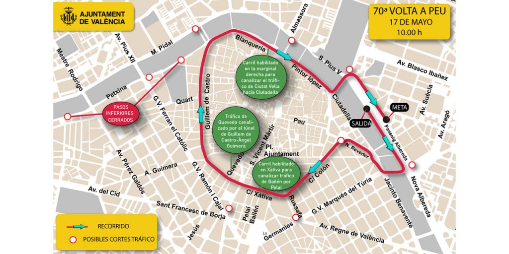  El Ayuntamiento prepara un dispositivo de tráfico para la 70.ª Volta a Peu de este domingo por el centro de la ciudad 
