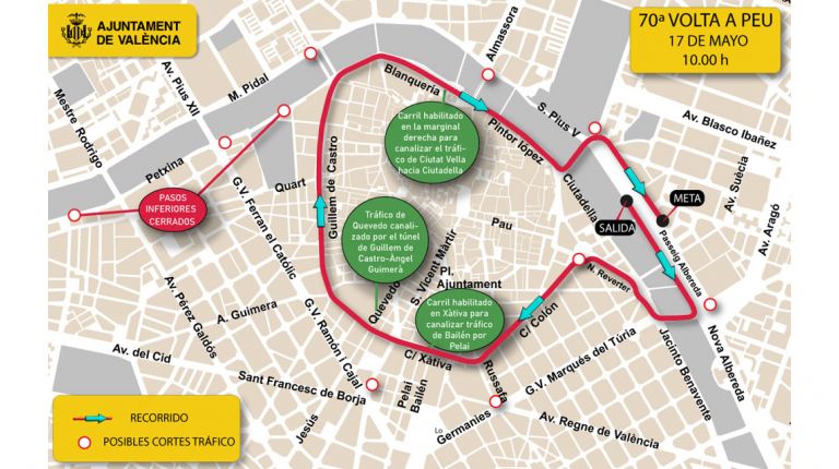El Ayuntamiento prepara un dispositivo de tráfico para la 70.ª Volta a Peu de este domingo por el centro de la ciudad 