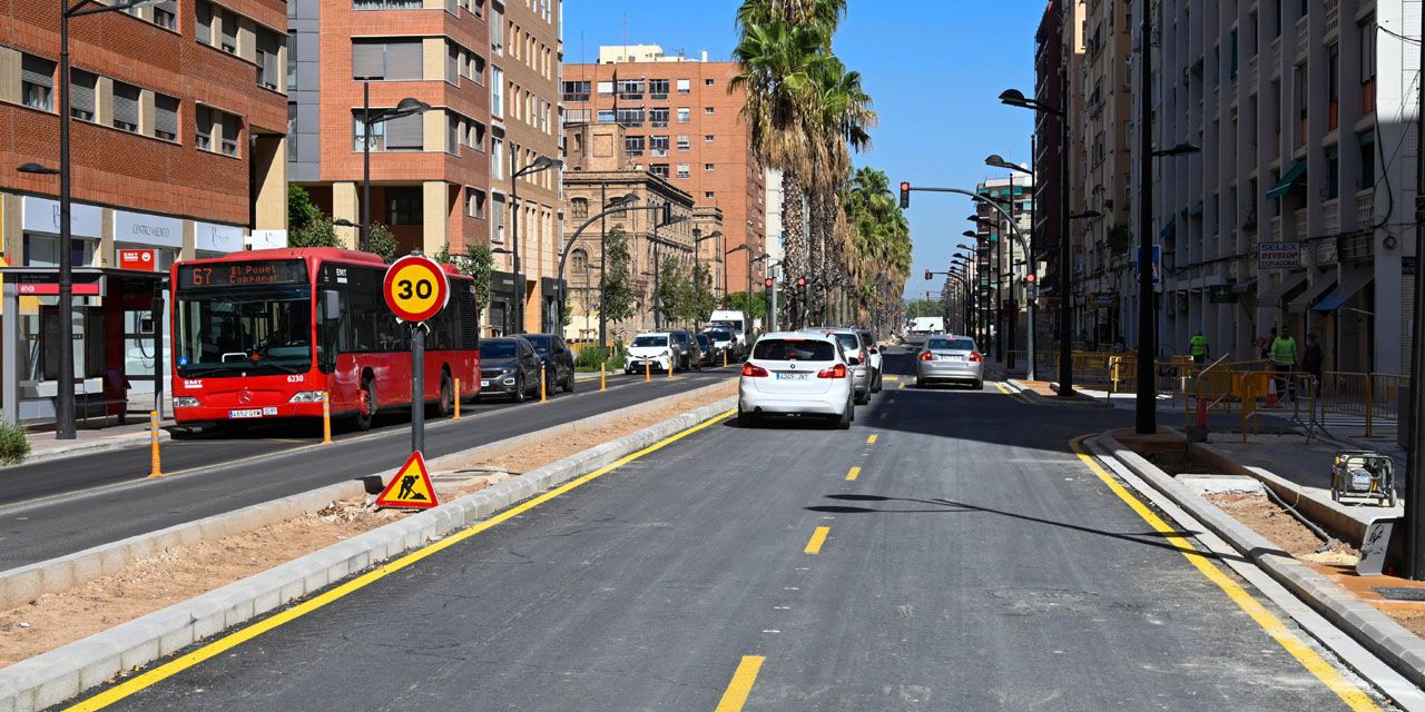  València reabre Pérez Galdós y Giorgeta al tráfico, para la vuelta al cole, con dos carriles por sentido en casi todo su recorrido    