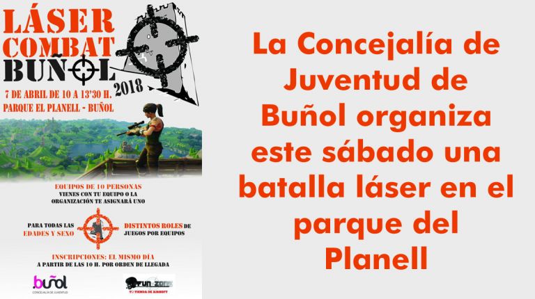 La Concejalía de Juventud de Buñol organiza este sábado una batalla láser en el parque del Planell