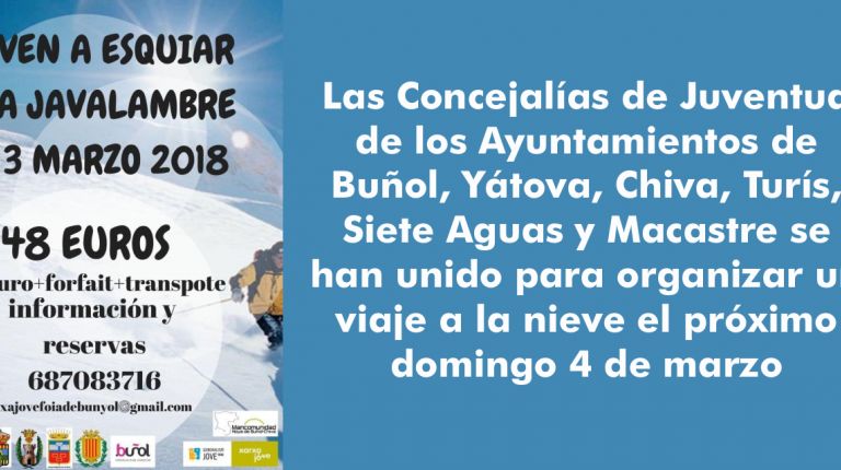 La Concejalía de Juventud del Ayuntamiento de Buñol organiza un viaje a Javalambre el próximo 3 de marzo