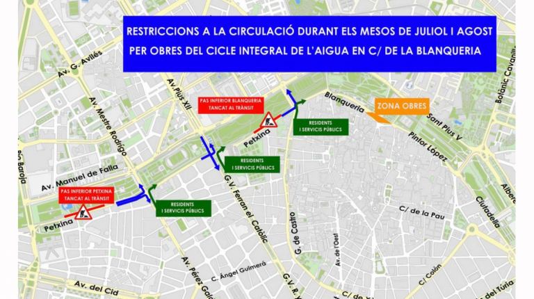 RESTRICCIONES AL TRÁFICO EN BLANQUERIA DURANTE JULIO Y AGOSTO 