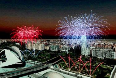 Els Focs de la Fira ofrecerá este sábado un espectáculo pirotécnico sincronizado desde dos emplazamientos en la Ciutat de les Arts i les Ciències