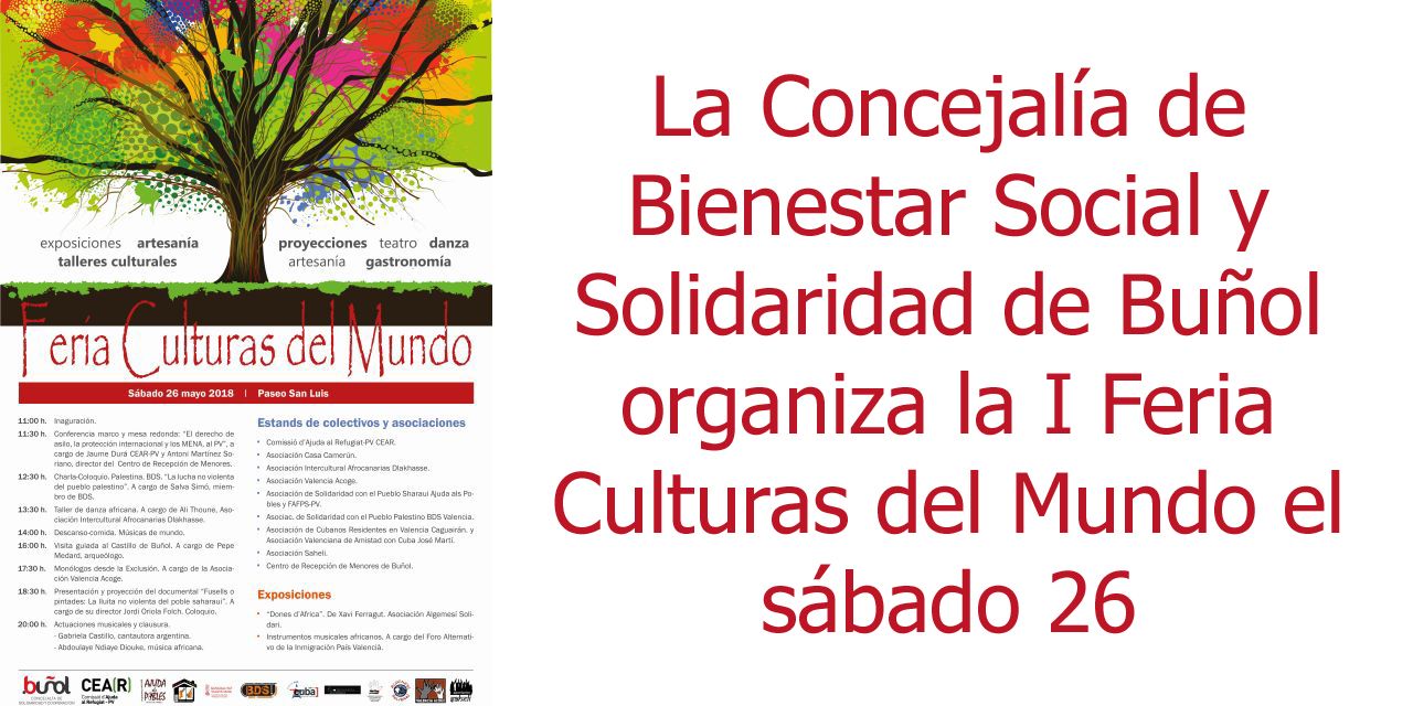  La Concejalía de Bienestar Social y Solidaridad de Buñol organiza la I Feria Culturas del Mundo