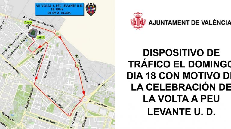 DISPOSITIVO DE TRÁFICO EL DOMINGO DIA 18 CON MOTIVO DE LA CELEBRACIÓN DE LA VOLTA A PEU LEVANTE U. D. 