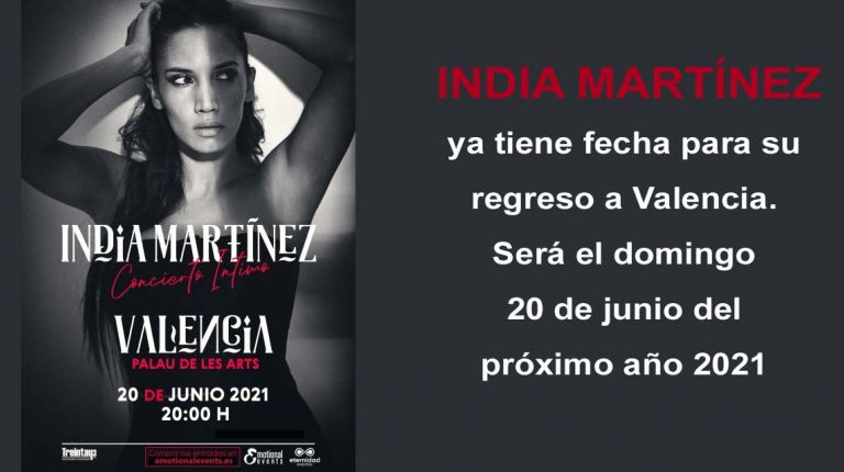 India Martínez ya tiene fecha para su regreso a Valencia