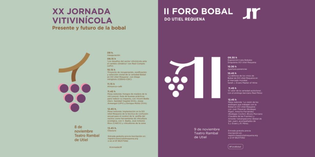  LA XX JORNADA VITIVINÍCOLA Y EL II FORO BOBAL  DO UTIEL-REQUENA SE CELEBRAN EN NOVIEMBRE