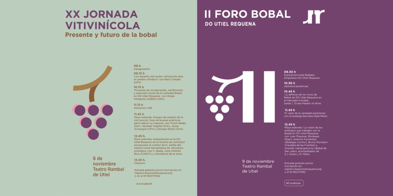  LA XX JORNADA VITIVINÍCOLA Y EL II FORO BOBAL  DO UTIEL-REQUENA SE CELEBRAN EN NOVIEMBRE