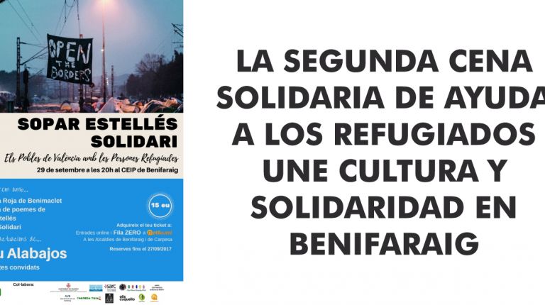 LA SEGUNDA CENA SOLIDARIA DE AYUDA A LOS REFUGIADOS UNE CULTURA Y SOLIDARIDAD EN BENIFARAIG 