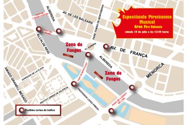 Dispositivo de tráfico para el espectáculo piromusical de la Gran Fira