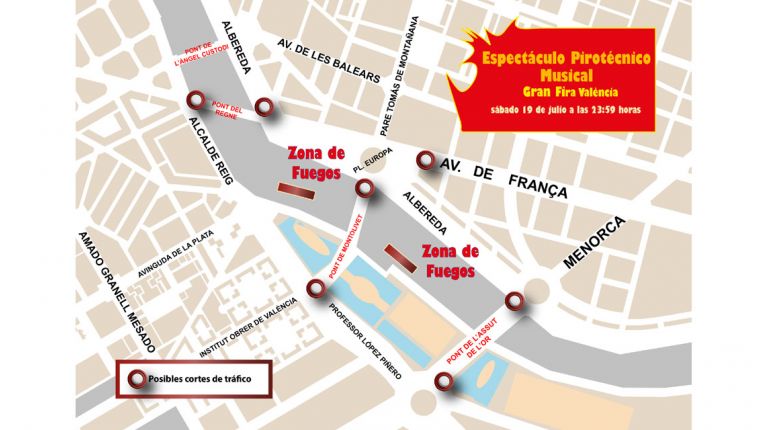 Dispositivo de tráfico para el espectáculo piromusical de la Gran Fira