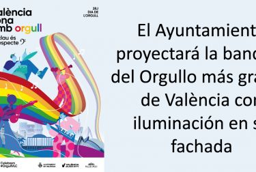 El Ayuntamiento proyectará la bandera del Orgullo más grande de València con iluminación en su fachada  