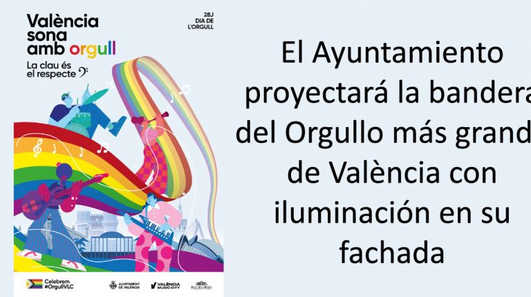 El Ayuntamiento proyectará la bandera del Orgullo más grande de València con iluminación en su fachada  