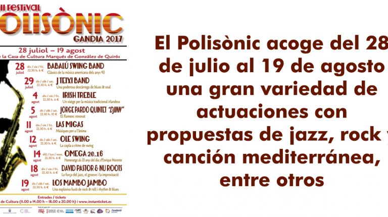 La Diputación se suma a las músicas del mundo que aporta el festival Polisònic de Gandia