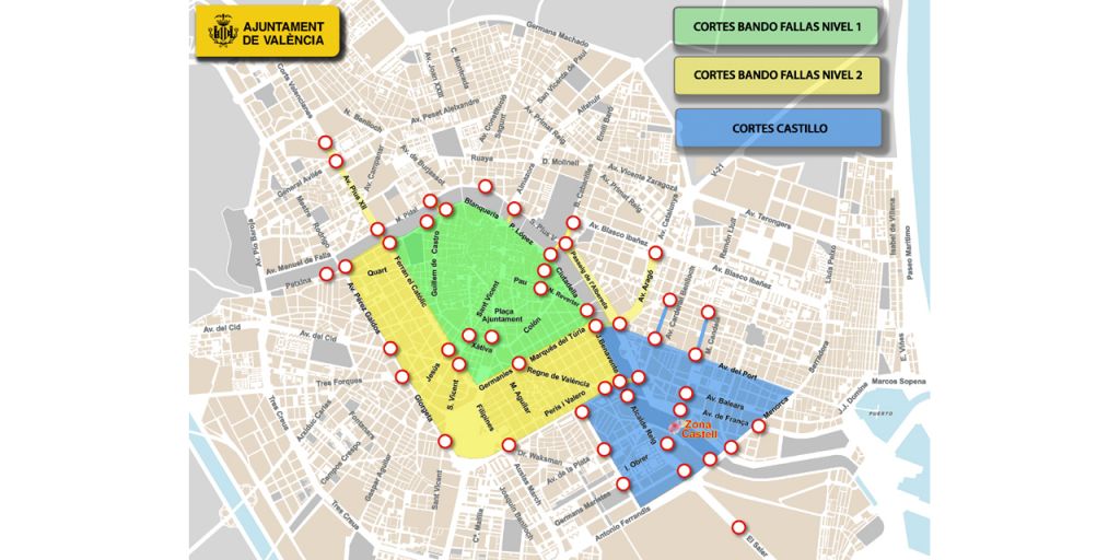  València cierra desde hoy el centro urbano al paso de vehículos privados para que ciudadanía y visitantes puedan disfrutar de las Fallas