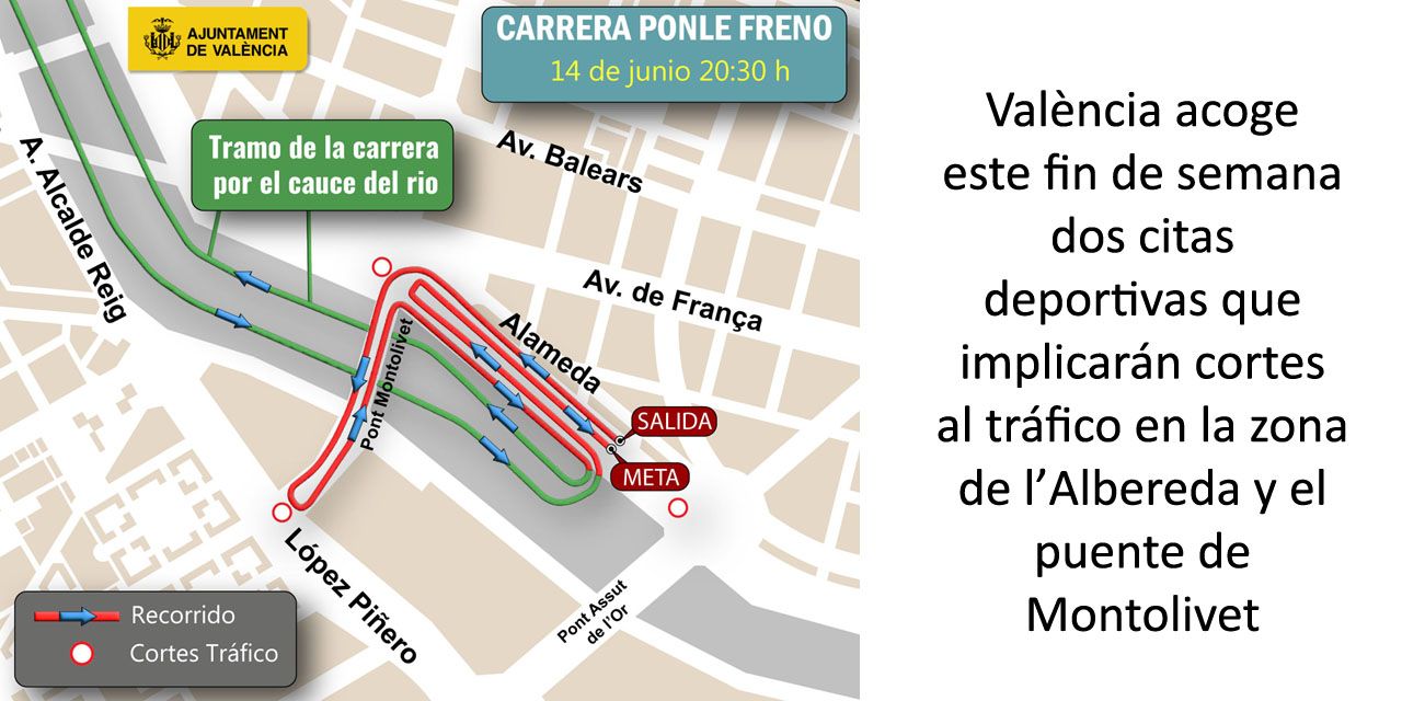  El Ayuntamiento de València prepara un dispositivo de tráfico con motivo de la Carrera ‘Ponle Freno’ y el Gran Premio de Ciclismo UPV