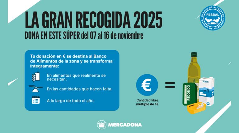MERCADONA SE SUMA UN AÑO MÁS A LA GRAN RECOGIDA DE ALIMENTOS ORGANIZADA POR FESBAL 